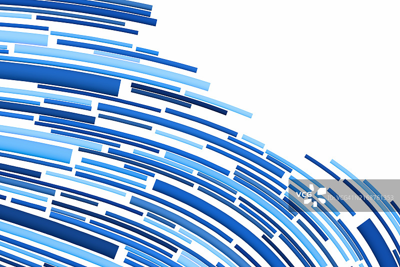 白色背景上不同色调的蓝色曲线图片素材