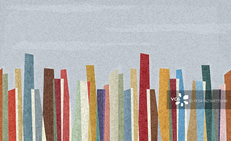 现代城市天际线抽象马赛克背景，无缝水平重复图案图片素材