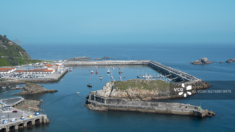 西班牙库迪列罗港口鸟瞰图片素材