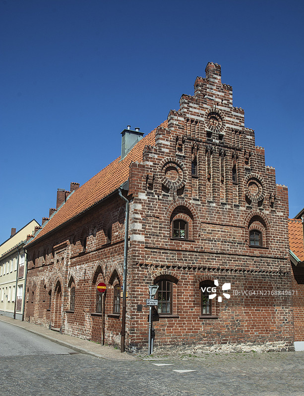 瑞典斯卡讷省伊斯坦德老城中世纪砖房图片素材