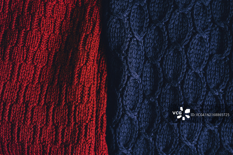 针织红蓝毛衣纹理特写扁平风格图片素材
