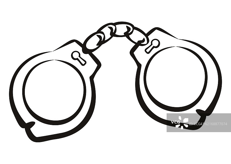 展示经典警察手铐的绘画图片素材