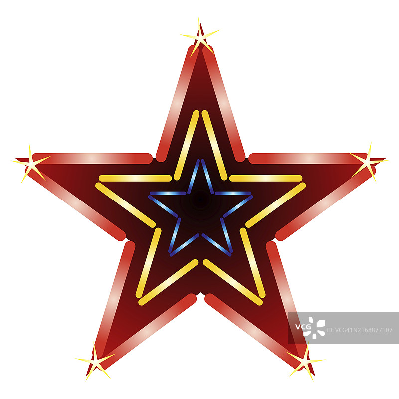 星星形状的复古发光标志图片素材