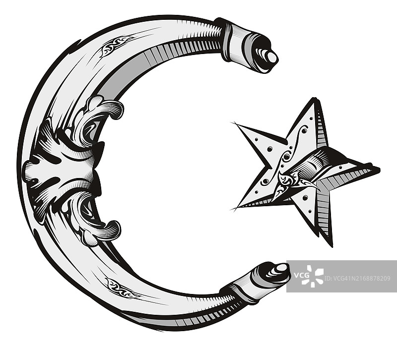 复古风格伊斯兰星月标志图片素材