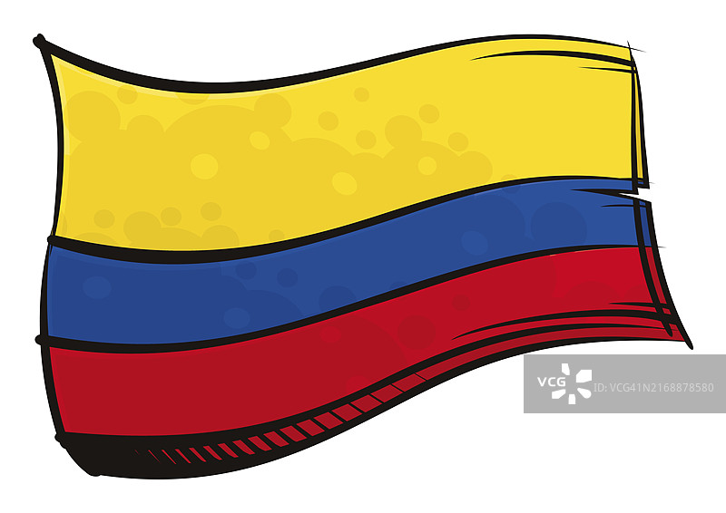 涂鸦风格的哥伦比亚共和国国旗图片素材