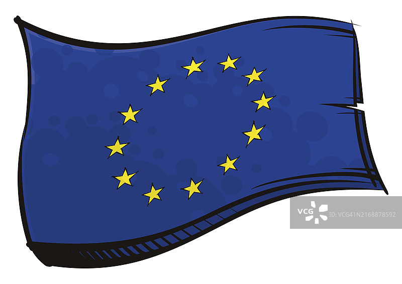 涂鸦风格的欧盟旗帜图片素材