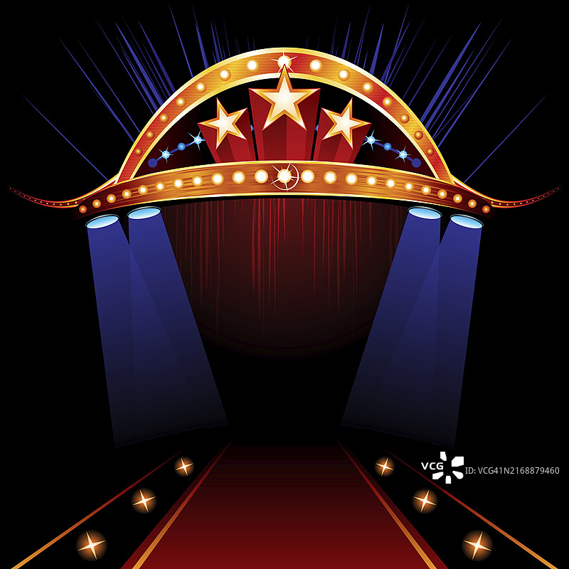 娱乐活动盛大开幕时发光的入口图片素材