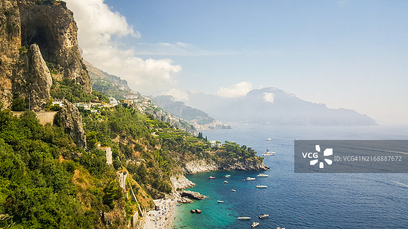 阿马尔菲海岸石灰岩悬崖海景图片素材