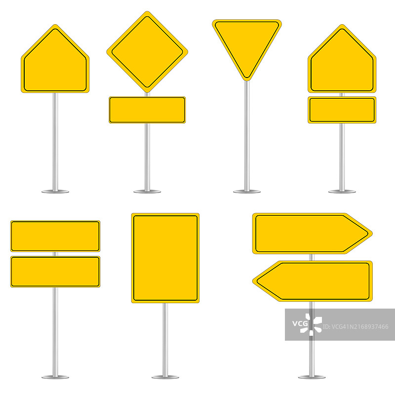 带杆的黄色空白路标图片素材