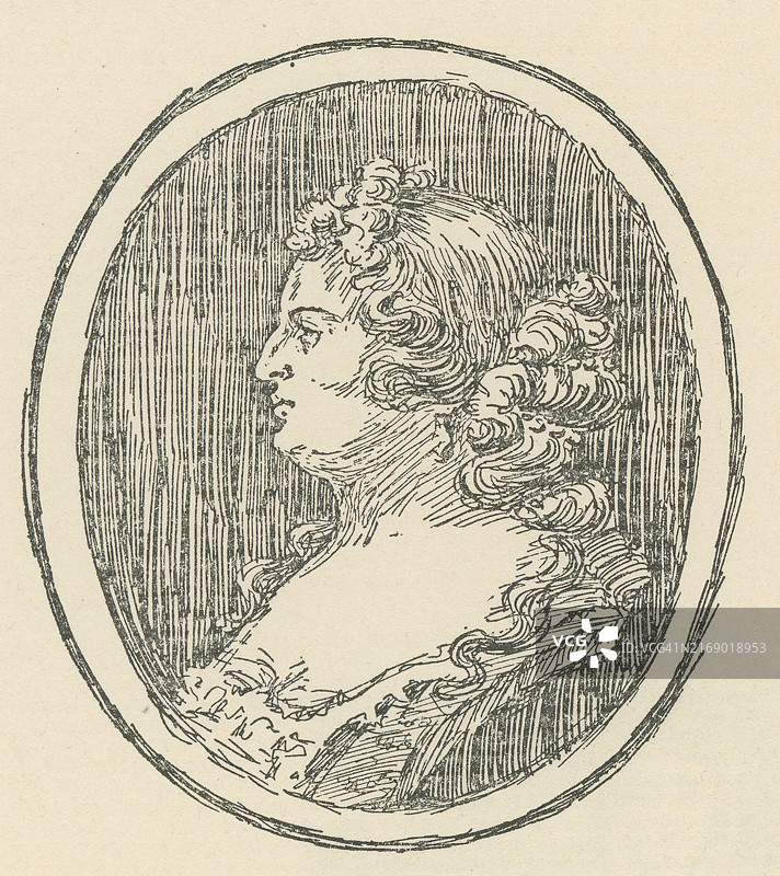 路易十四最著名的情妇，蒙特斯潘夫人肖像（1640年-1707年）图片素材