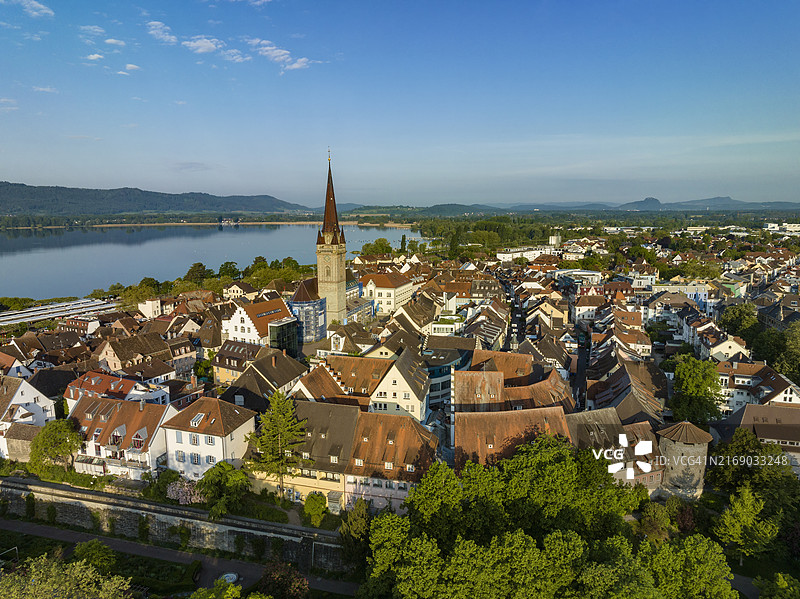 康斯坦茨湖畔拉多夫采尔镇航拍图片素材