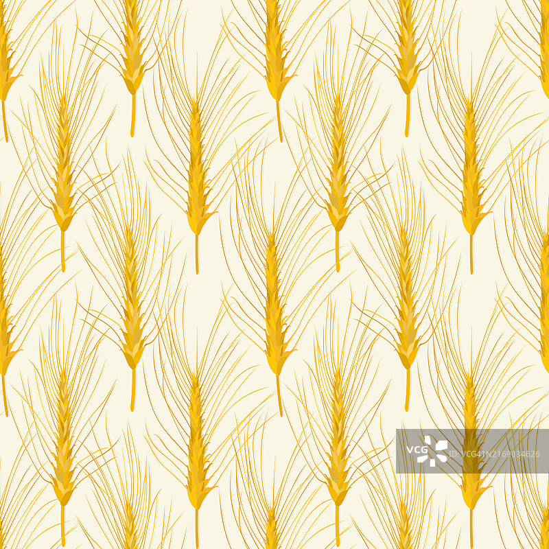 小麦农业背景无缝图案矢量插画图片素材