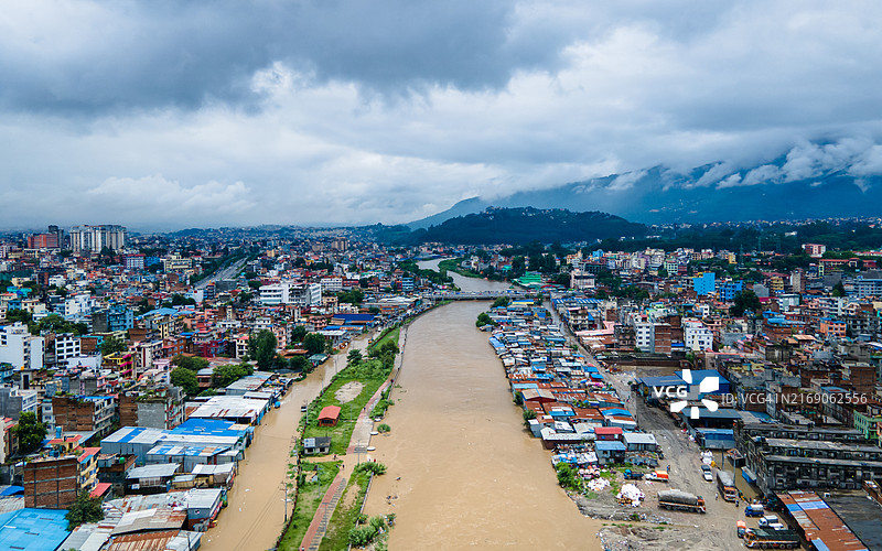 强降雨影响区域航拍图片素材