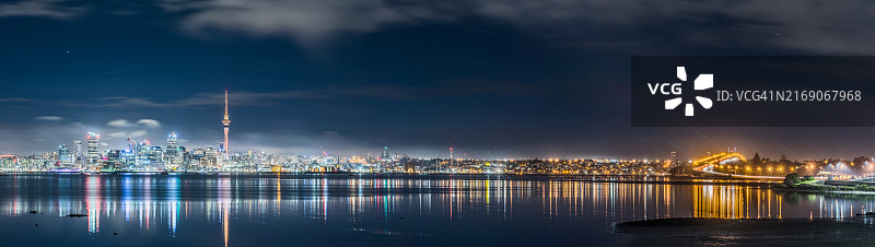 维多利亚港夜景全景图片素材