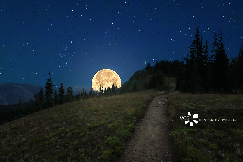 不列颠哥伦比亚省曼宁公园的满月图片素材