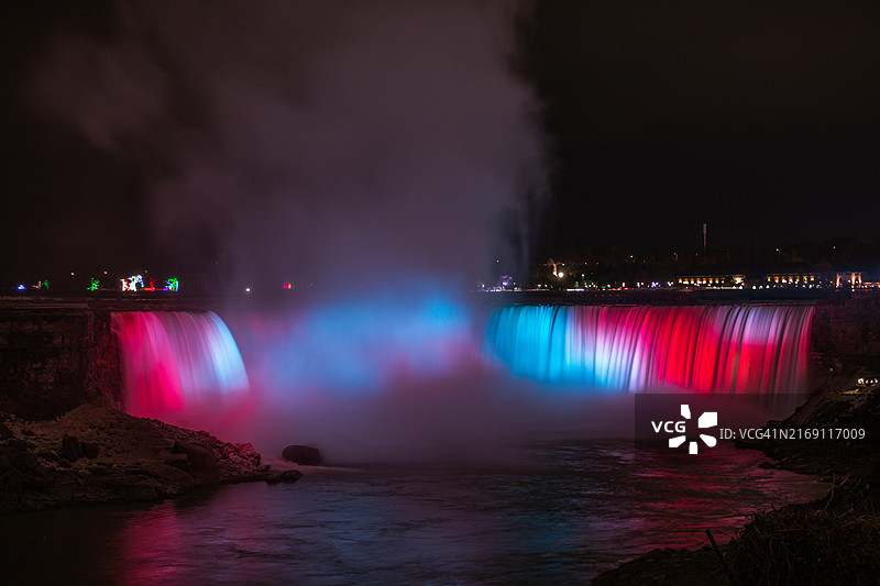 加拿大多伦多尼亚加拉瓜瀑布的夜景图片素材