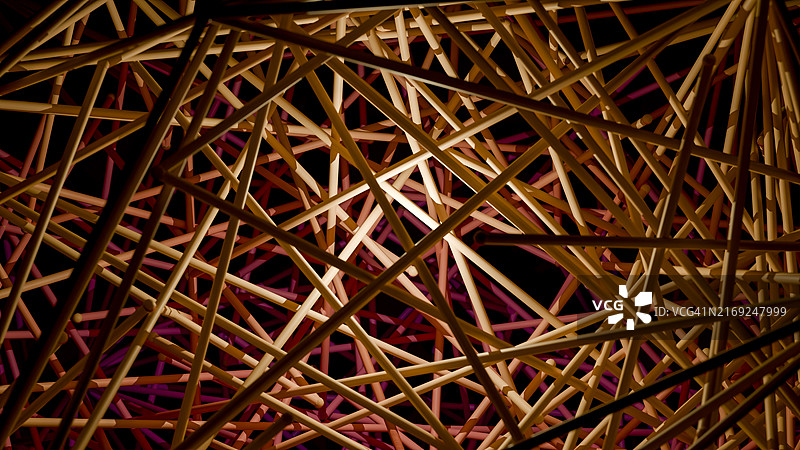 黑色背景抽象线条艺术3D渲染图片素材