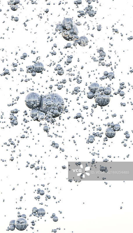 白色背景下的抽象水泡的3D渲染图片素材