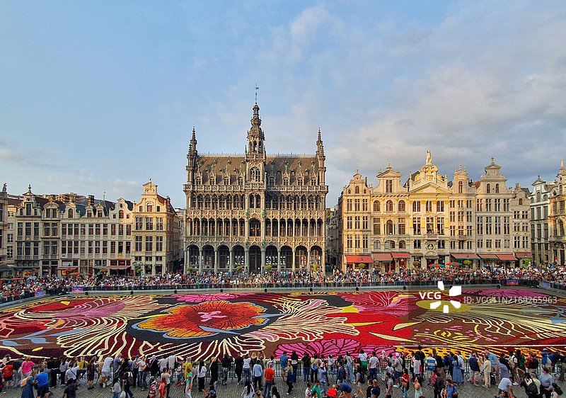 比利时布鲁塞尔大广场鲜花地毯图片素材
