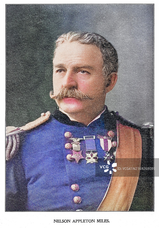 美国陆军军官纳尔逊·阿普尔顿·迈尔斯肖像图片素材