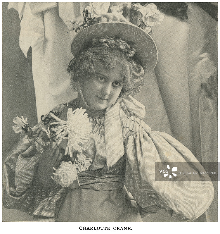 夏洛特·克莱恩（美国女演员）的古老雕刻插图图片素材