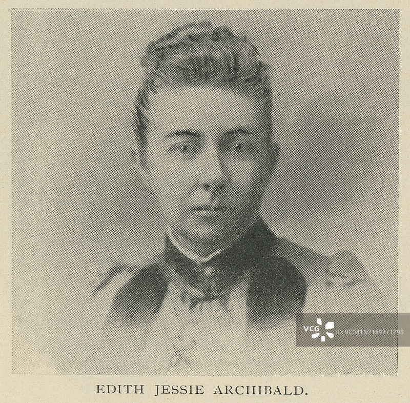 伊迪丝·杰西·阿奇博尔德肖像，她是一位加拿大妇女选举权论者和作家，曾领导海洋妇女基督教禁酒联盟、加拿大全国妇女理事会和哈利法克斯地方妇女理事会图片素材