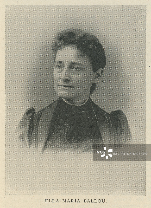 美国作家Ella Maria Ballou写真，曾任速记员、记者和散文家图片素材