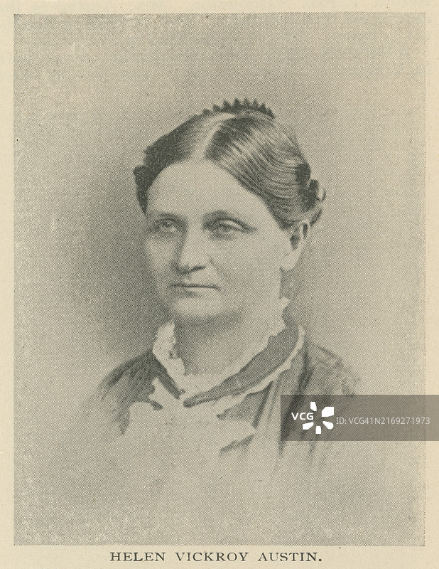 美国记者兼园艺家海伦·维克罗伊·奥斯汀（婚前姓维克罗伊）的肖像图片素材