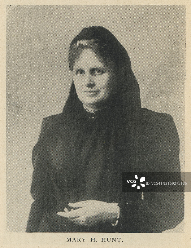 美国禁酒运动活动家玛丽·亨特肖像图片素材