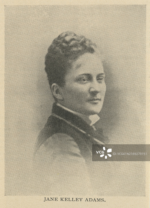 简·凯利·亚当斯肖像，一位美国教育家（活跃于她所在的城市和州马萨诸塞州沃本的教育工作中）图片素材
