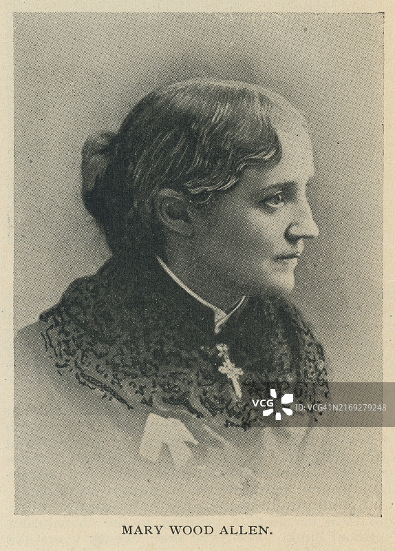 美国医生、社会改革家玛丽·奥古斯塔·伍德-艾伦肖像图片素材