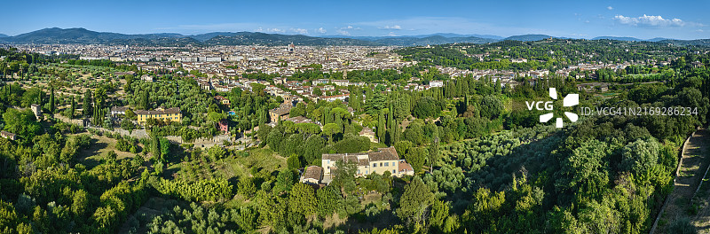 从贝洛斯瓜多山俯瞰佛罗伦萨的鸟瞰图图片素材