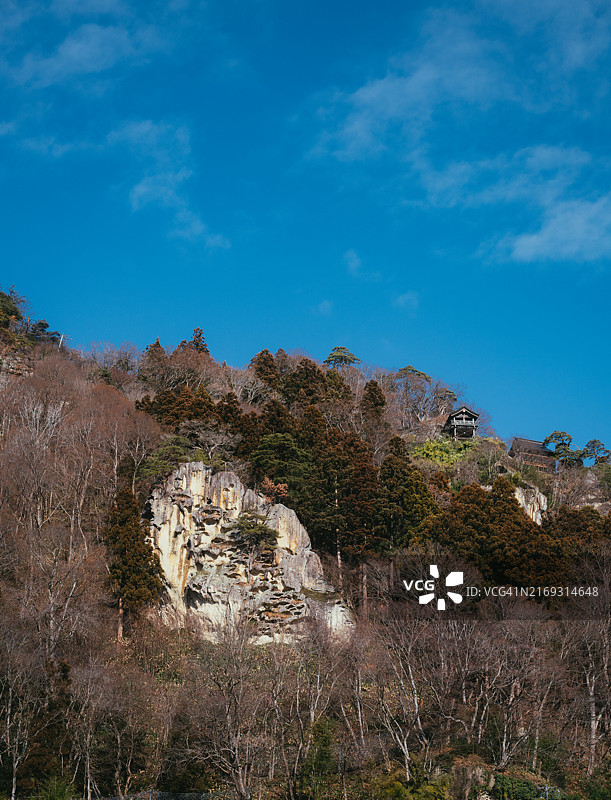 位于山形市东北部宝珠山山坡上的“山寺”图片素材