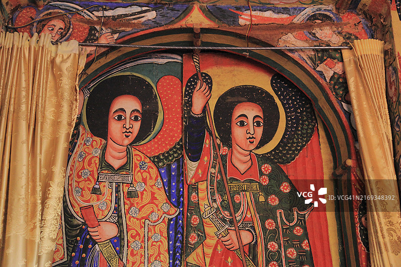 阿哈姆拉地区，塔纳湖泽吉半岛上的阿佐亚·玛利亚圆形教堂，埃塞俄比亚，非洲图片素材