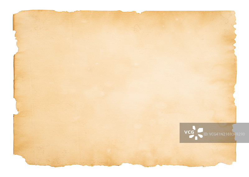 白色背景上米色撕裂纸张，含裁剪路径图片素材