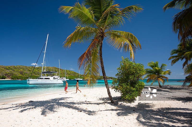 圣文森特和格林纳丁斯，托巴哥群岛美丽热带海滩图片素材