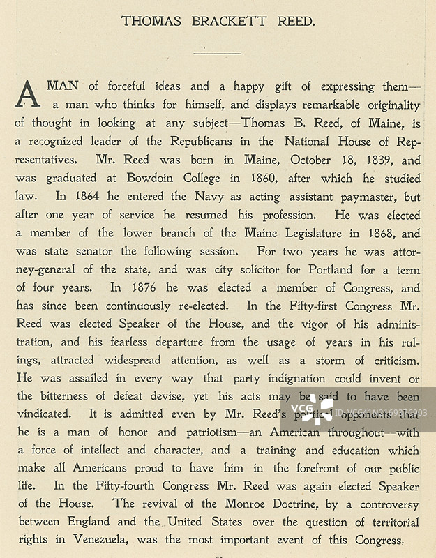 小托马斯·布拉克特·里德传记，美国律师、作家、议员、共和党政治家图片素材