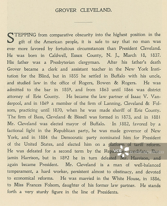 美国第22任和24任总统斯蒂芬·格罗弗·克利夫兰的生平传记（1885-1889年和1893-1897年）图片素材