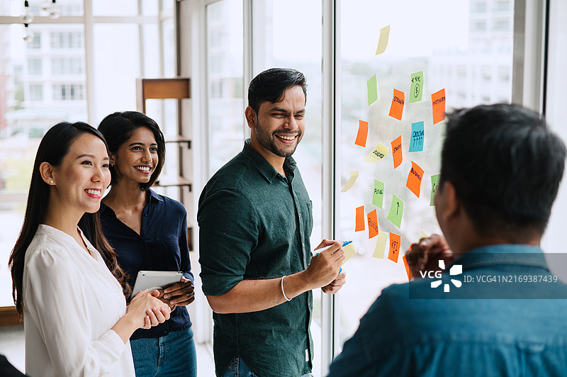 在办公室会面的多种族亚洲商人图片素材