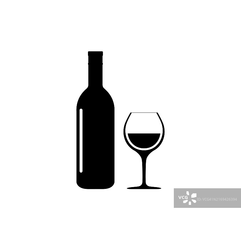 酒瓶和酒杯套装矢量图标图片素材