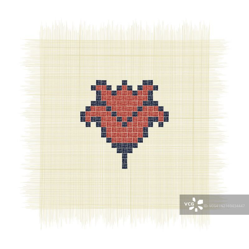 白色背景上的花椰菜，巴勒斯坦刺绣Tatreez符号图图片素材