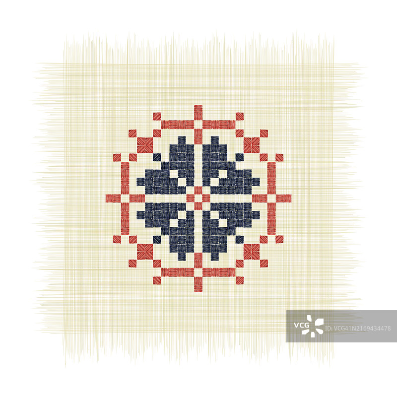 大马士革玫瑰，巴勒斯坦刺绣Tatreez符号白色背景绘画图片素材