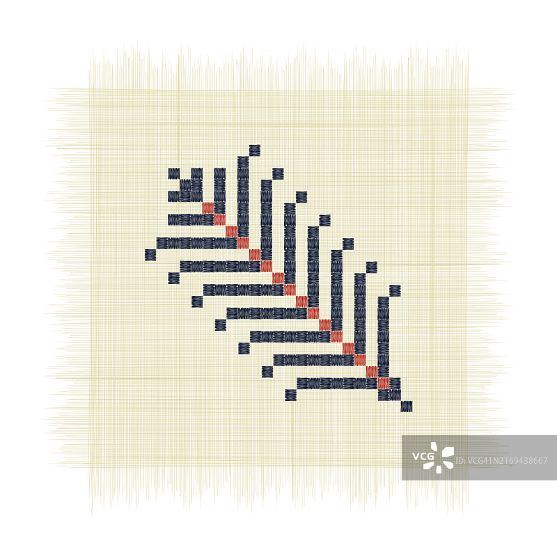 白色背景上的巴勒斯坦刺绣“单矛”图案图片素材