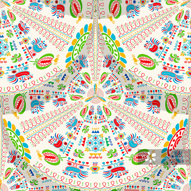 匈牙利传统刺绣灵感无缝图案设计图片素材