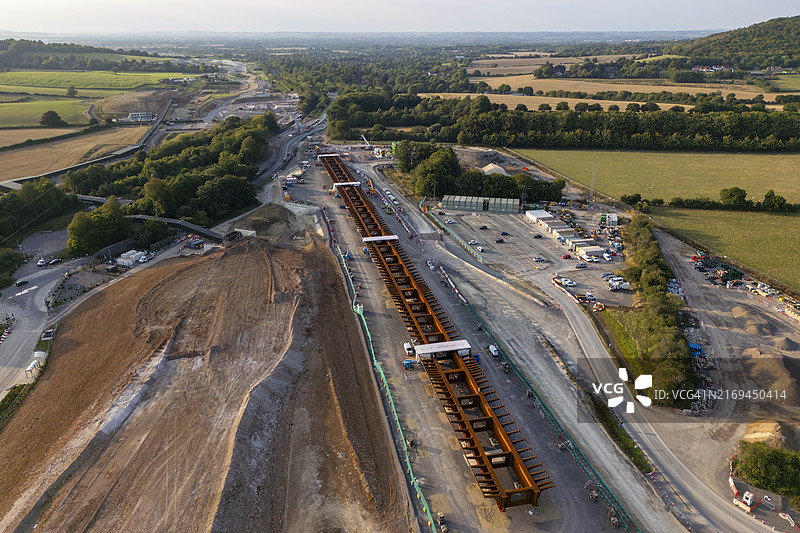 HS2高架桥施工航拍图片素材