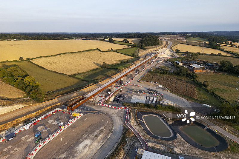 HS2高架桥施工航拍图片素材