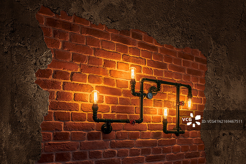 爱迪生灯泡室内照明概念图片素材