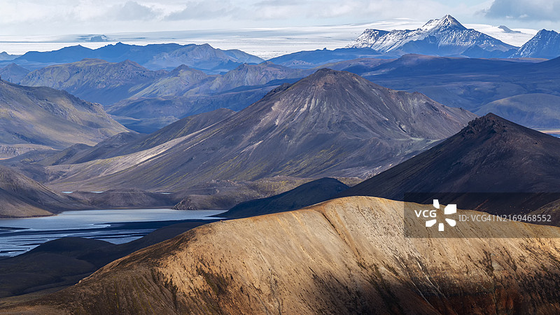 冰岛兰德曼纳劳卡火山区彩色山脉景色图片素材