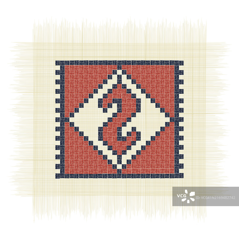 白色背景上的水蛭，巴勒斯坦刺绣Tatreez符号图片素材