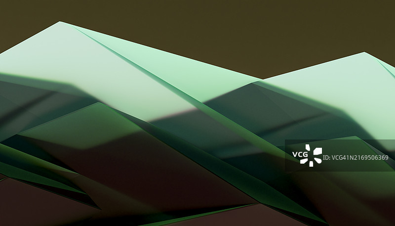 绿色抽象剪纸人物正面图，棕色渲染背景图片素材